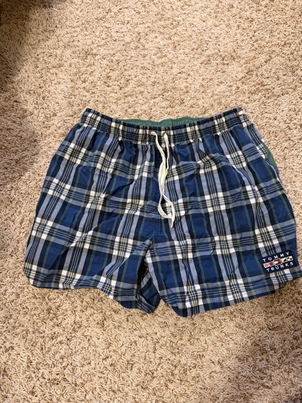 Tommy Hilfiger Blue, White & Green Plaid Hybrid Shorts